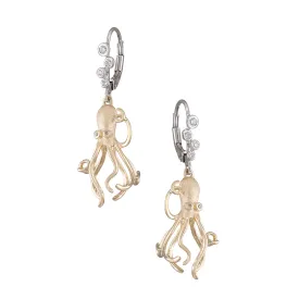 14k 2/tone Octopus Earring with 12 Diamonds