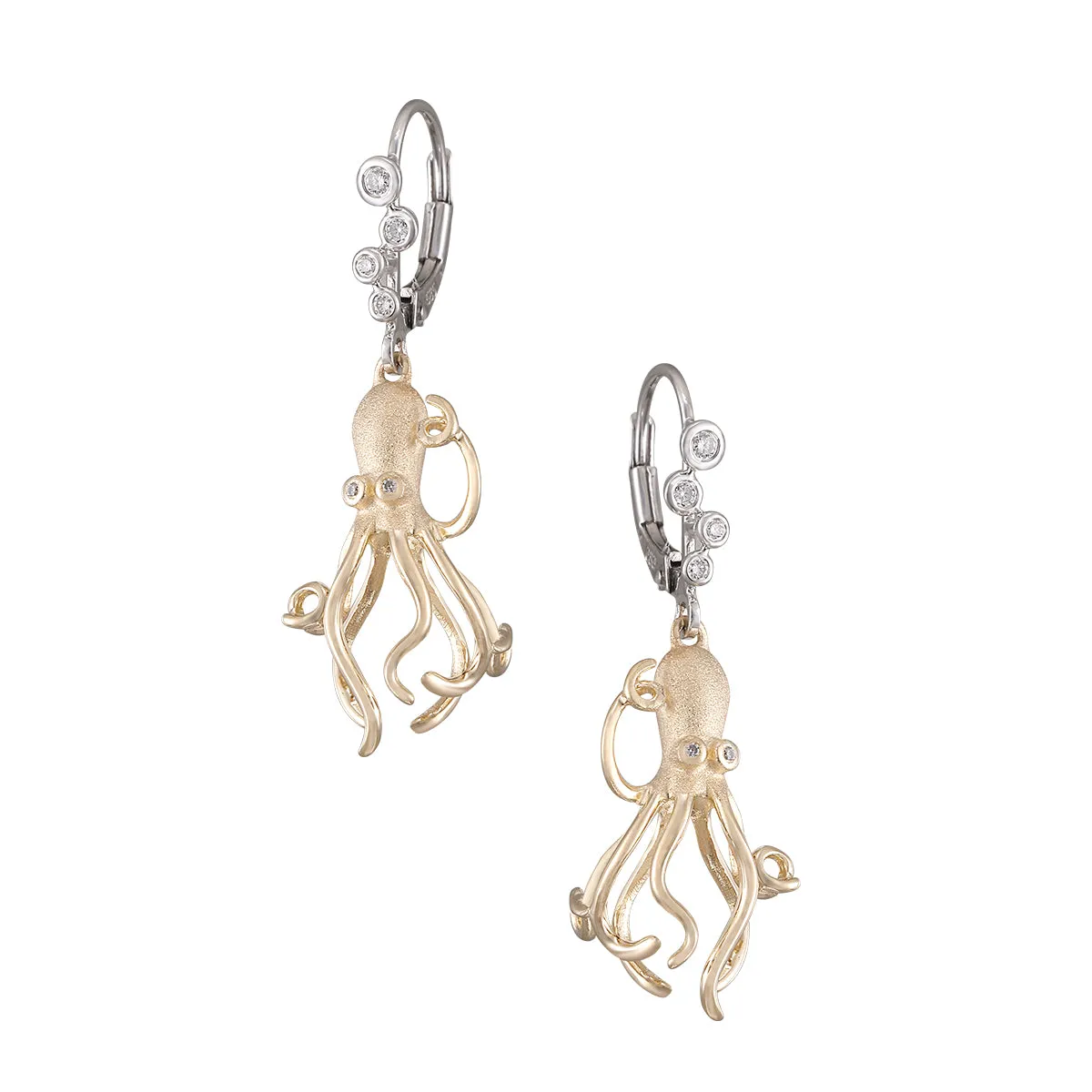 14k 2/tone Octopus Earring with 12 Diamonds
