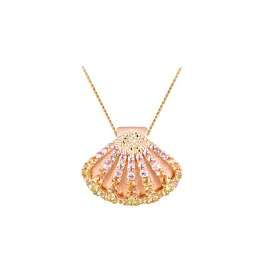 14k 2/tone Shell Pendant with 48 Colored Sapphires