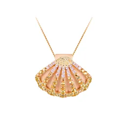 14k 2/tone Shell Pendant with 64 Colored Sapphires