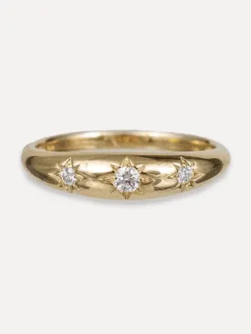 14K Three Star Dome Ring - Diamond