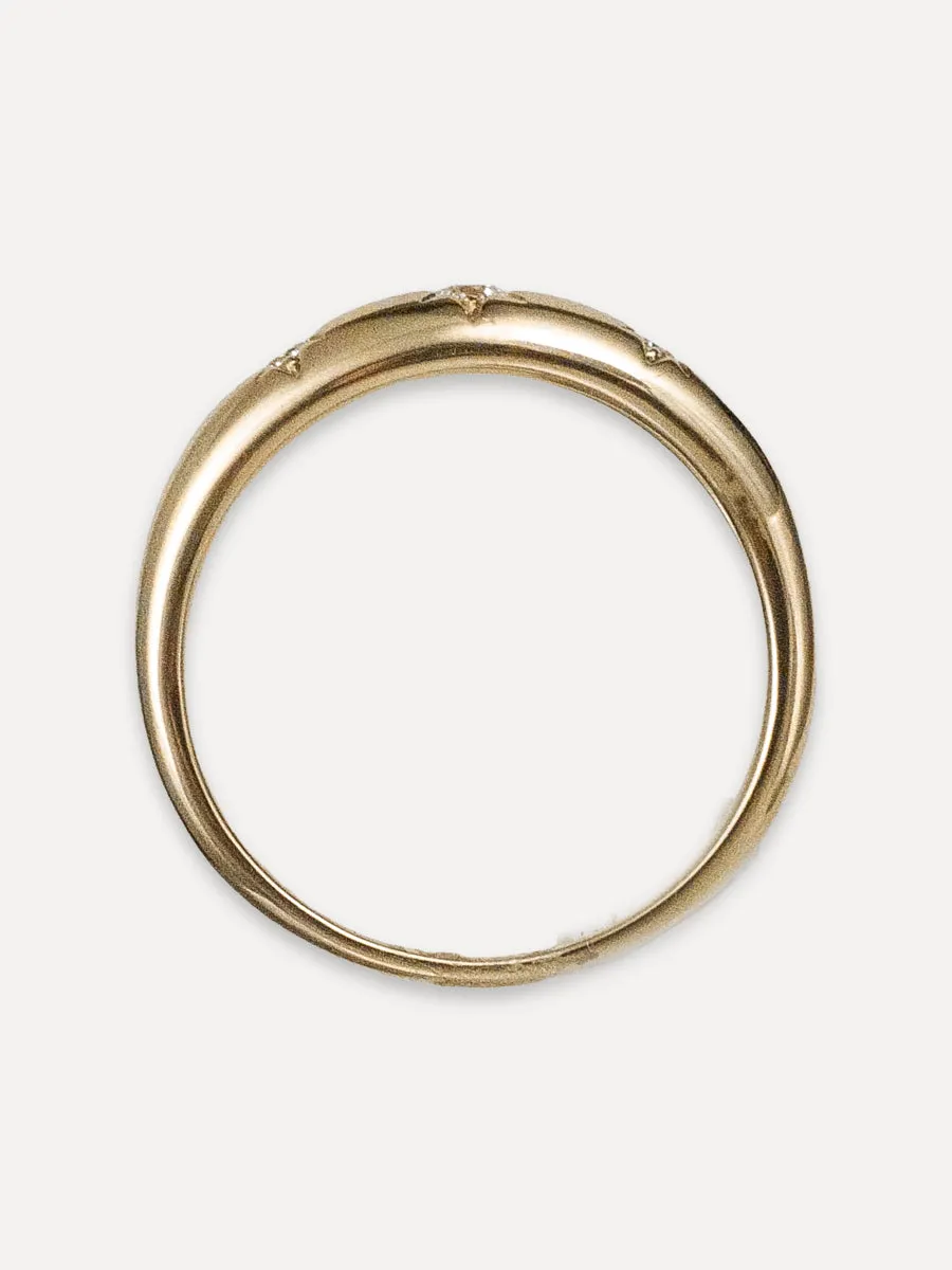 14K Three Star Dome Ring - Diamond