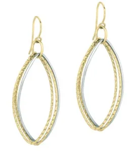 14K Two-Tone High Polish 3-Marquise Shaped Drop Dangle Earrings