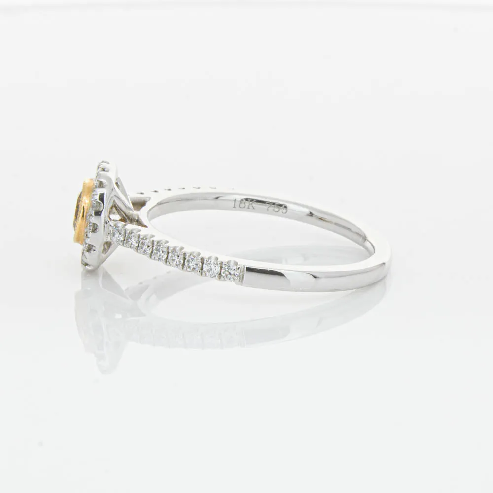 18ct White & Rose Gold Yellow Diamond Ring