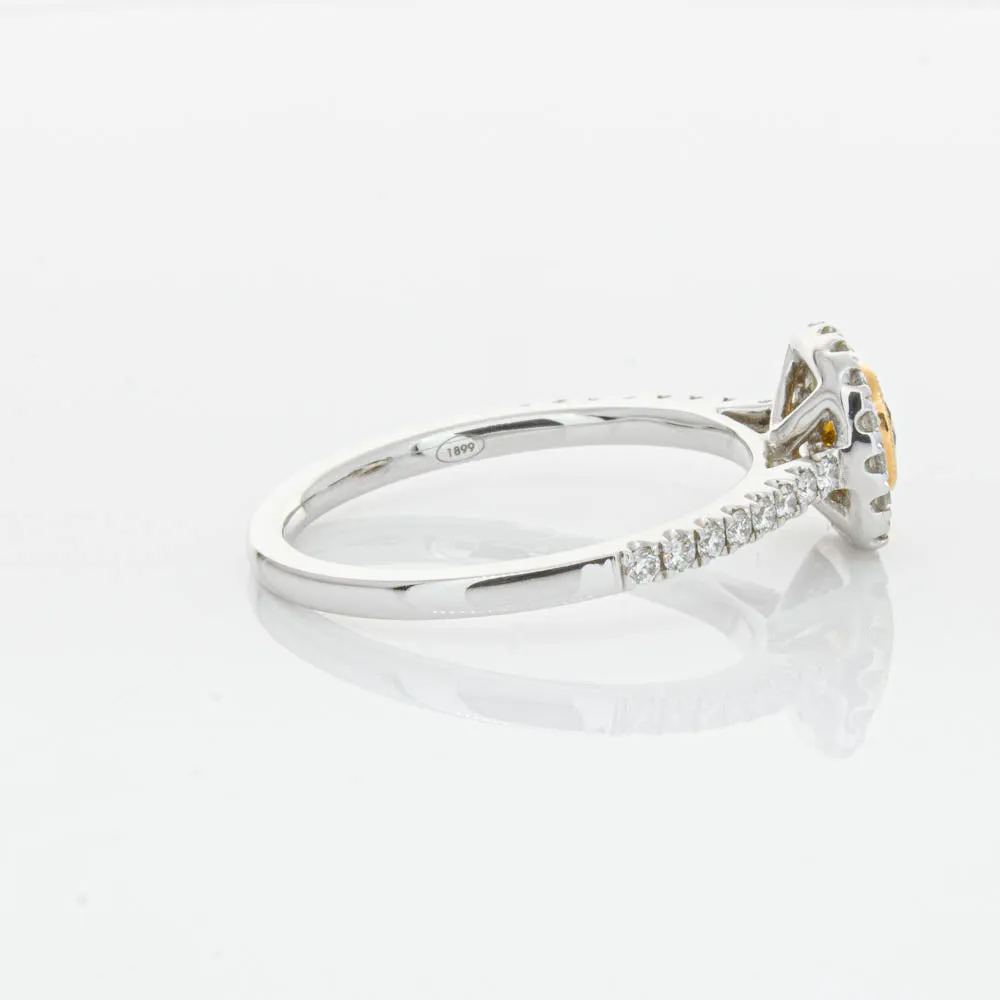 18ct White & Rose Gold Yellow Diamond Ring