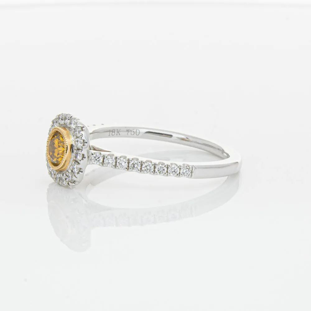 18ct White & Rose Gold Yellow Diamond Ring