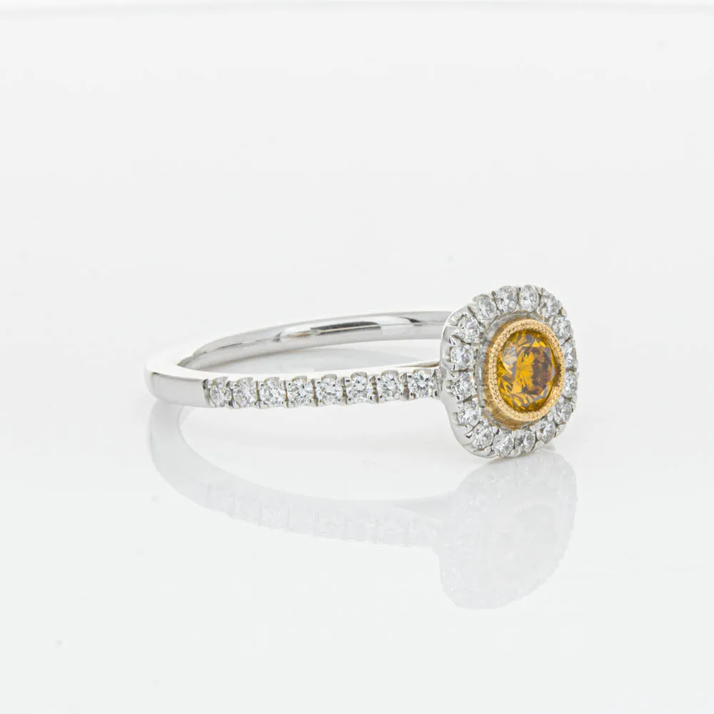 18ct White & Rose Gold Yellow Diamond Ring