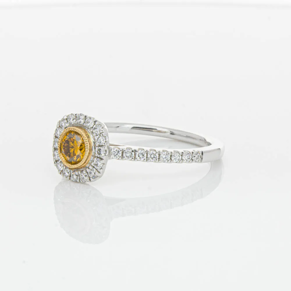 18ct White & Rose Gold Yellow Diamond Ring