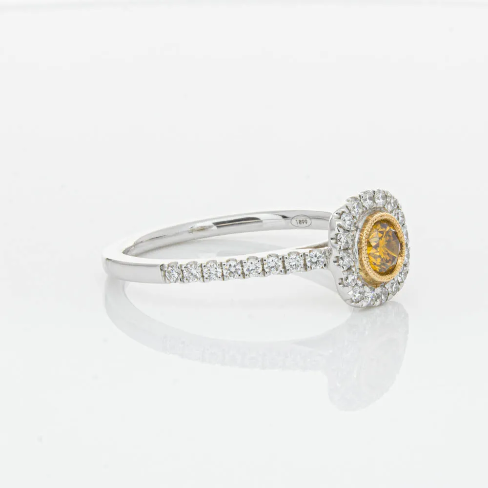 18ct White & Rose Gold Yellow Diamond Ring