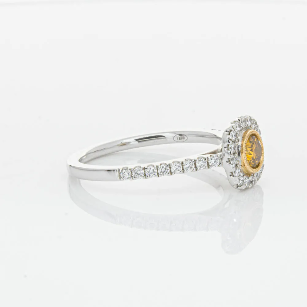 18ct White & Rose Gold Yellow Diamond Ring