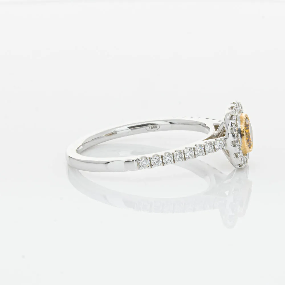 18ct White & Rose Gold Yellow Diamond Ring
