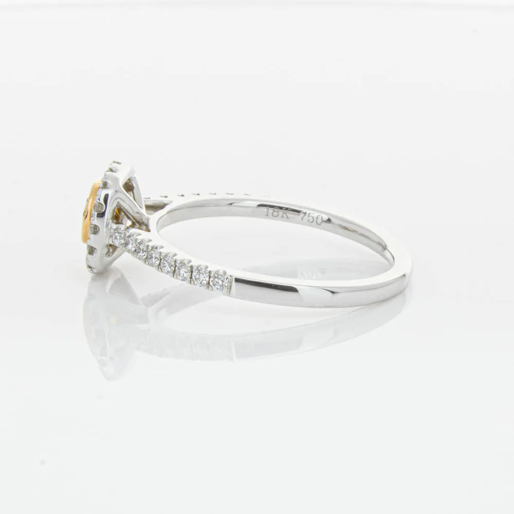 18ct White & Rose Gold Yellow Diamond Ring