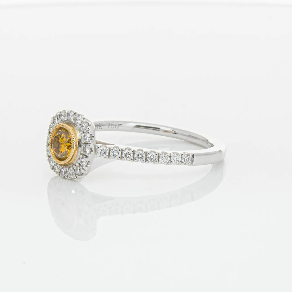 18ct White & Rose Gold Yellow Diamond Ring