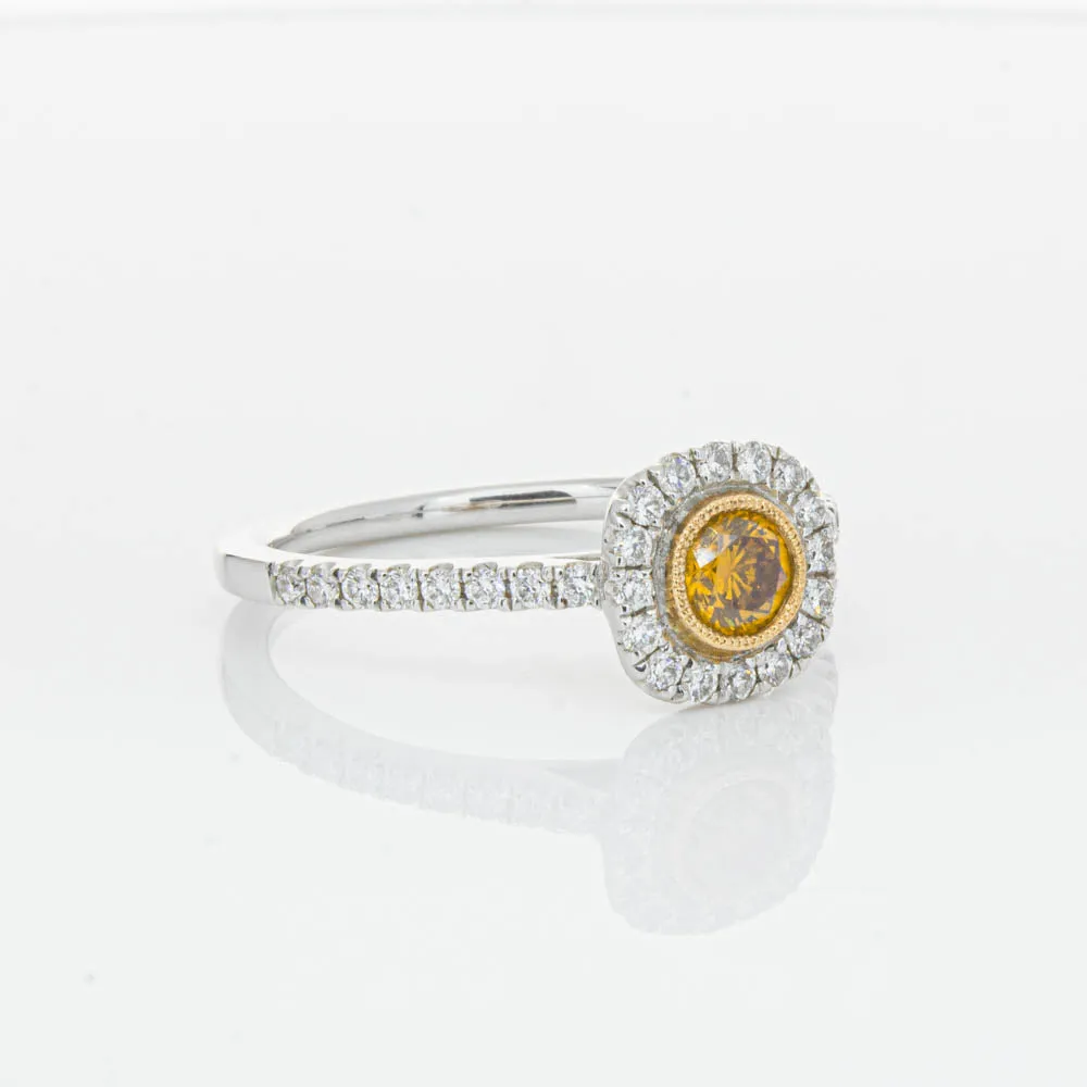 18ct White & Rose Gold Yellow Diamond Ring