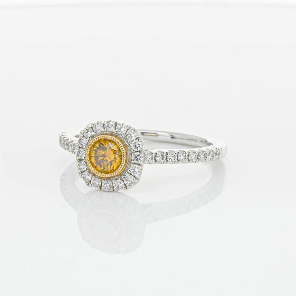 18ct White & Rose Gold Yellow Diamond Ring