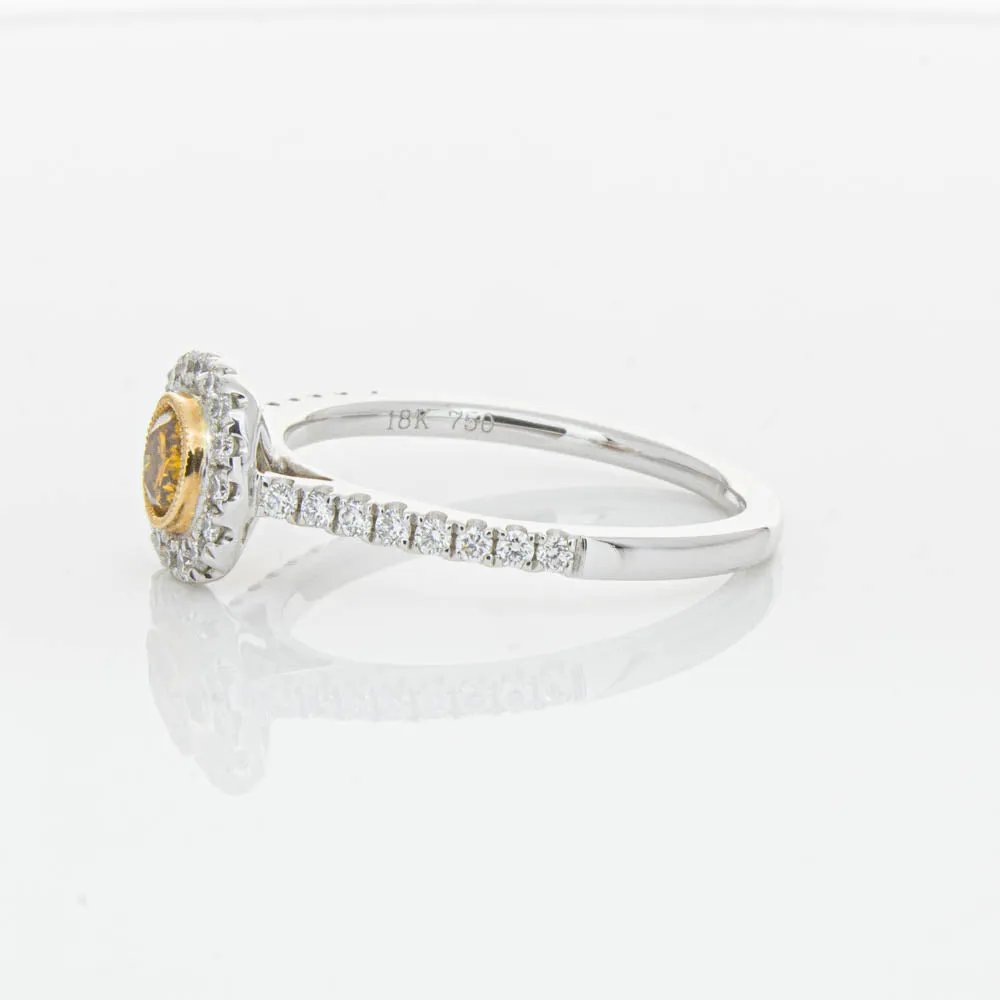 18ct White & Rose Gold Yellow Diamond Ring
