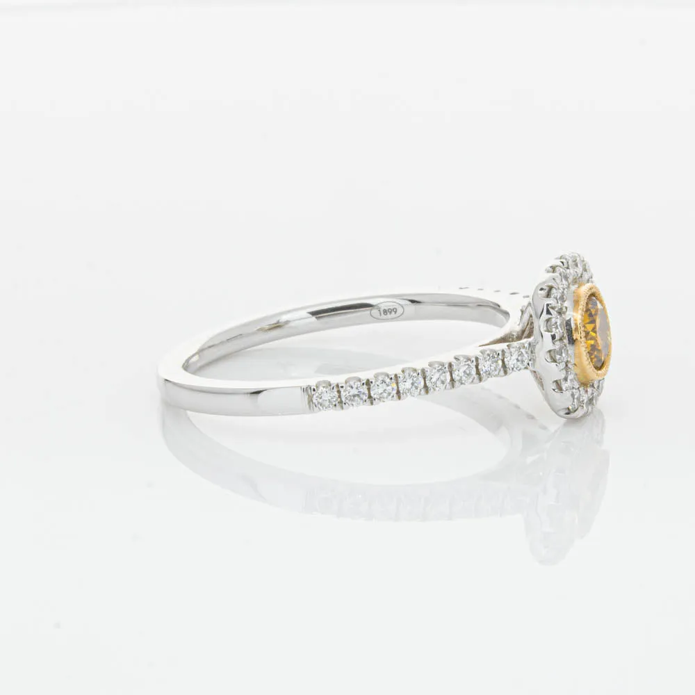 18ct White & Rose Gold Yellow Diamond Ring