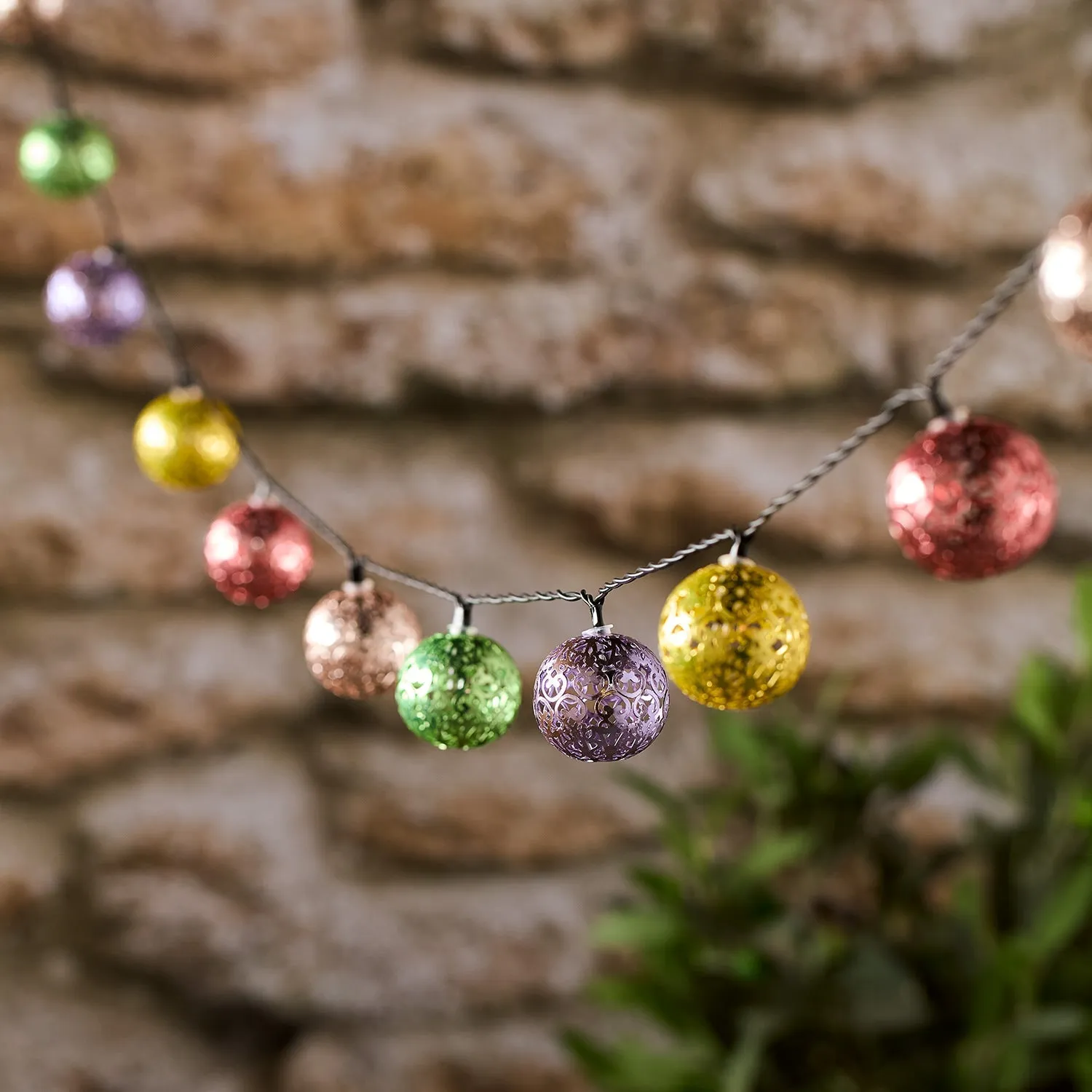 20 Solar USB Moroccan Metal String Lights