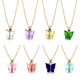 8 Pcs Cute Butterfly Necklace for Girls ?C Acrylic Butterfly Party Favors with Adjustable Chain (Up to 18.11") ?C Kids Necklace for Girls, Party, Masquerades, Cosplay & Everyday Fun in 8 Vibrant Colors