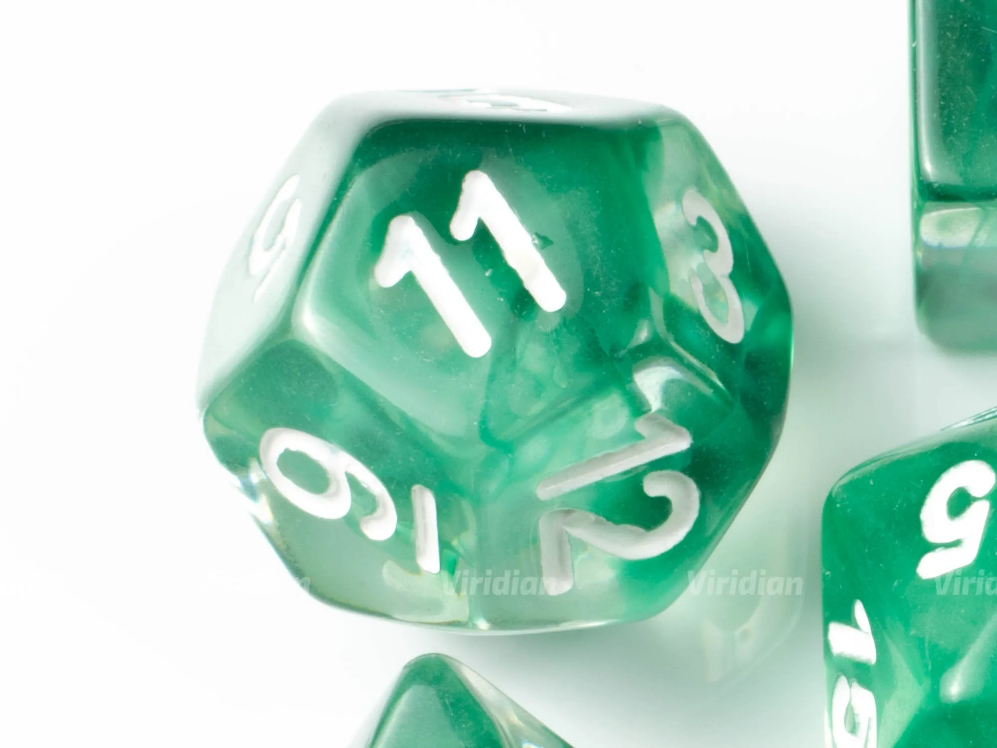 Abundant Growth | Green Nebula & Clear | Acrylic Dice Set (7)