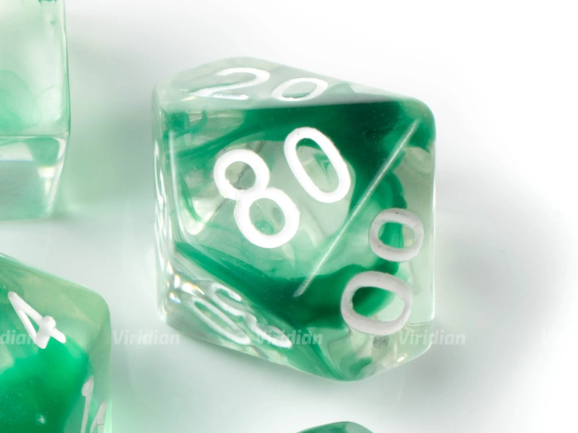 Abundant Growth | Green Nebula & Clear | Acrylic Dice Set (7)
