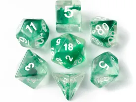 Abundant Growth | Green Nebula & Clear | Acrylic Dice Set (7)