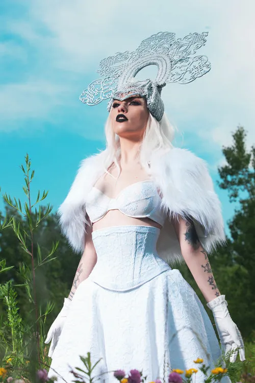 Angled Lace overlay underbust corset
