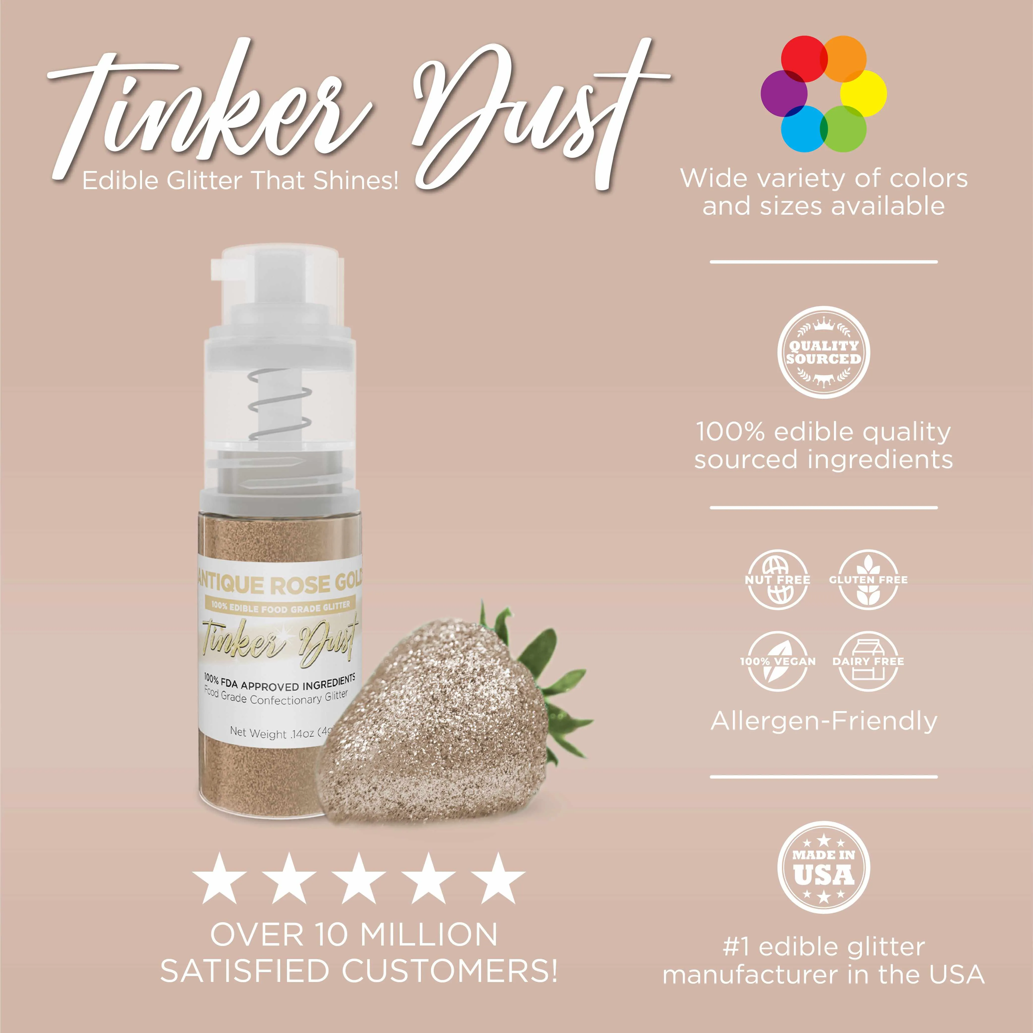 Antique Rose Gold Edible Glitter Spray 25g Pump | Tinker Dust®