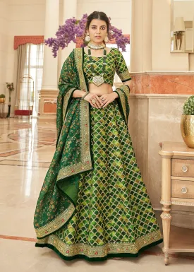 Appealing Green Art Silk Embroidery Wedding Lehenga Choli