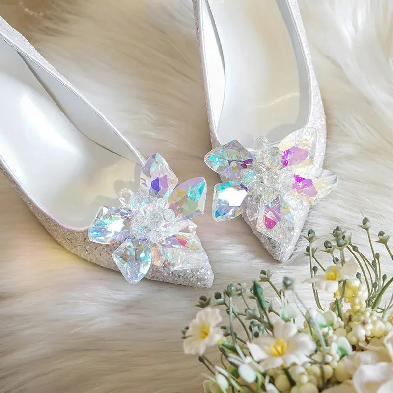 arwen & ajh group  مجموعة اروين Women Wedding Shoes New Crystal Stiletto Heels Silver Pointy Heels arwen & ajh group  مجموعة اروينFemme Sequins White Party Dress Bridal Shoes