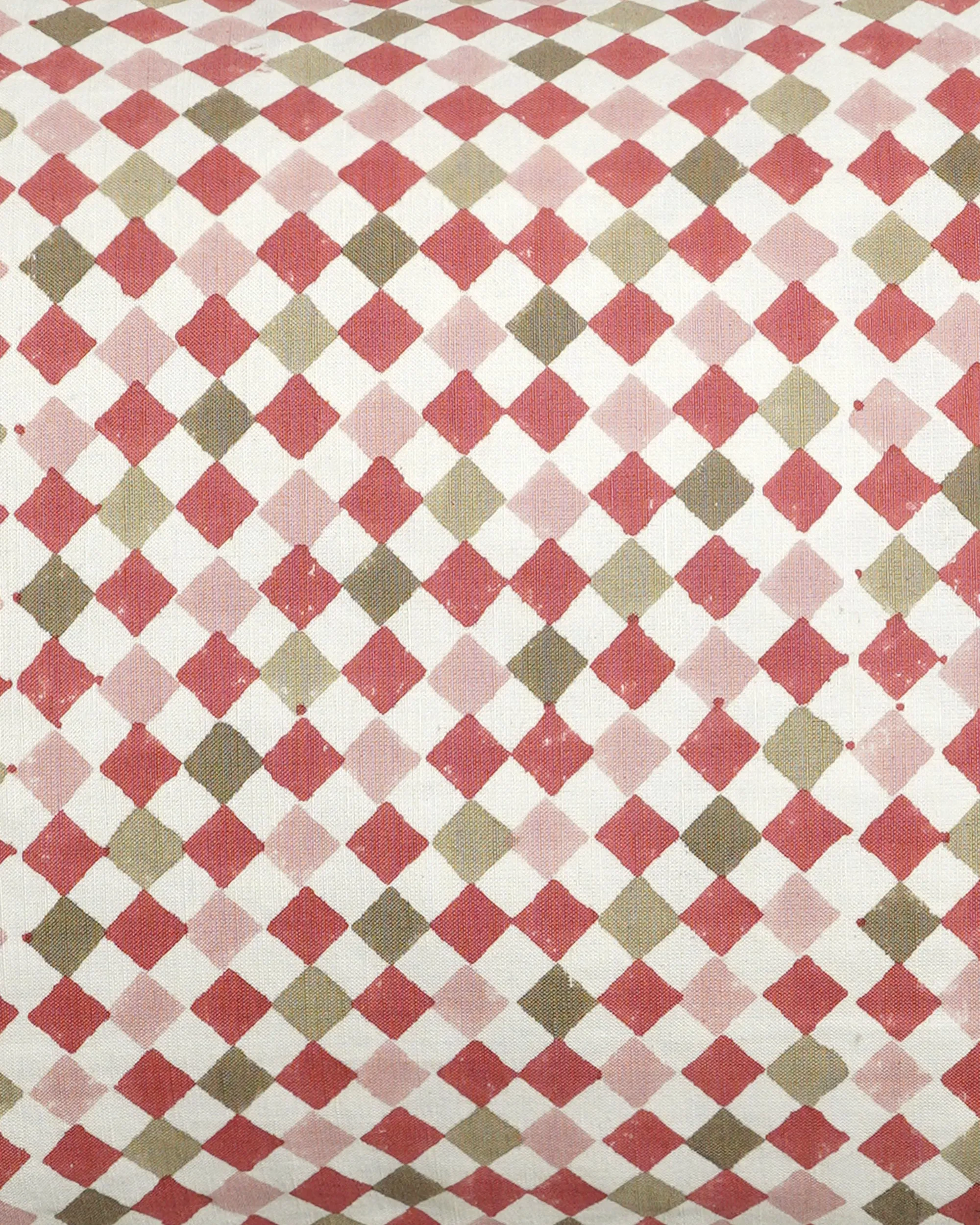 Azulejo Rectangular Block Print Cushion - Red and Taupe
