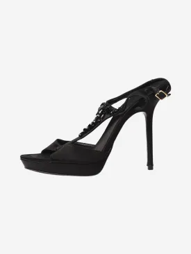 Black embellished T-strap heels - size EU 37
