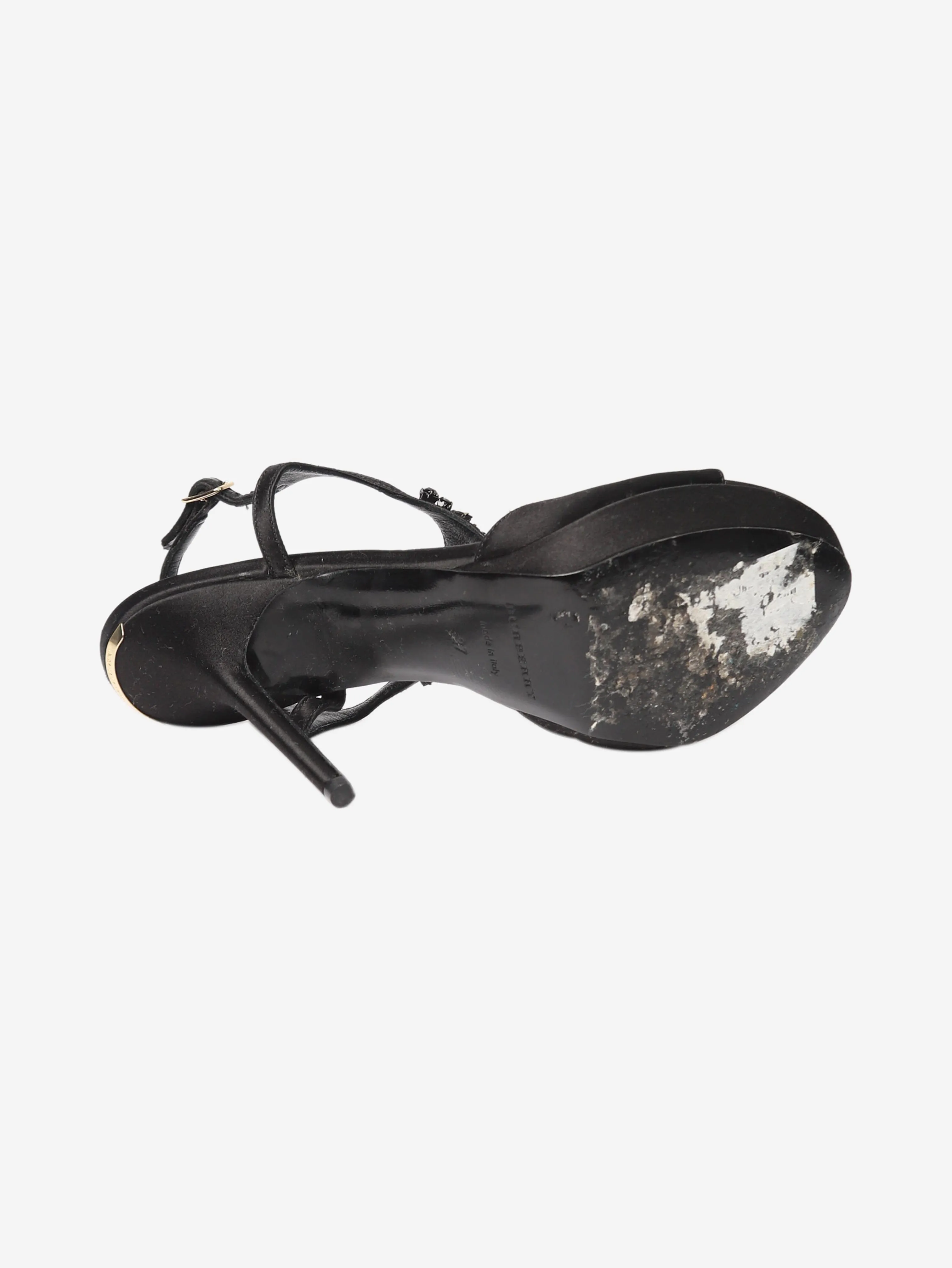 Black embellished T-strap heels - size EU 37