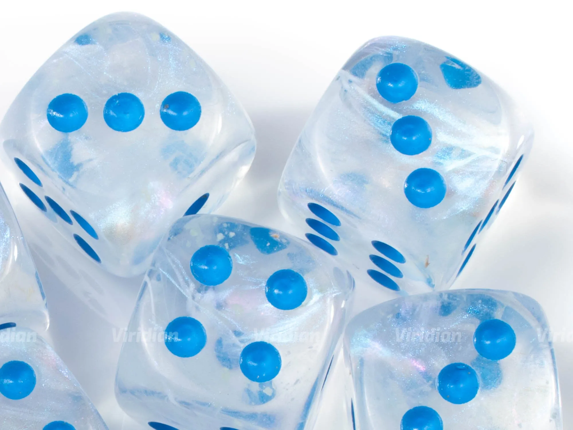 Borealis Icicle Luminary | White, Clear, Blue Iridescent | D6 Block | Chessex Dice (12)