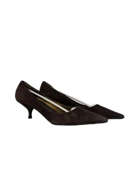 Brown Suede Kitty Heels 39