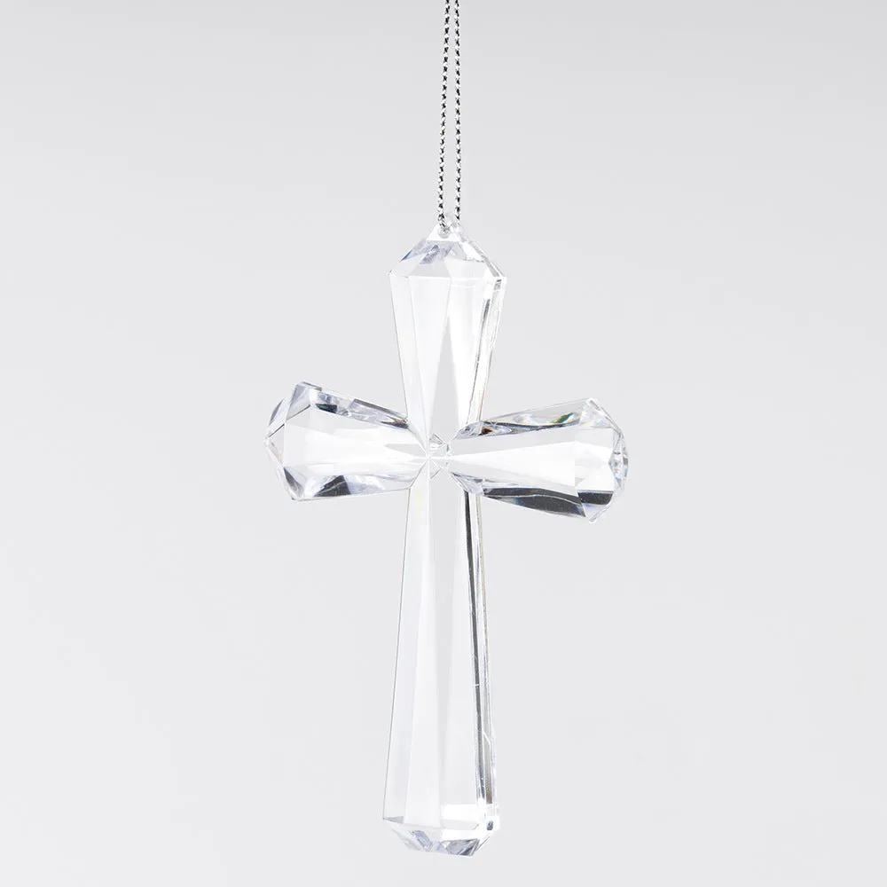 Bulk Christmas Ornaments Acrylic Transparent Cross Hanging Pendant Decoration for Xmas Party Decor Wholesale