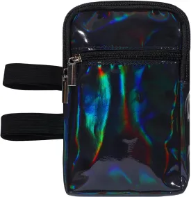 Carnival Leg Bag Holographic Thigh Bag with Adjustable Strap Leg Pouch Harness Women Summer Travel Hiking Pack(Black,Leg Bag)