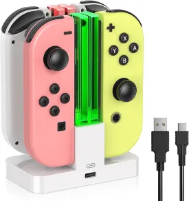 Charging Dock Replacement for Switch & Charger for Switch OLED Console for Joy Cons, Charging Station for Switch with a USB Type-C Charging Cord (White)