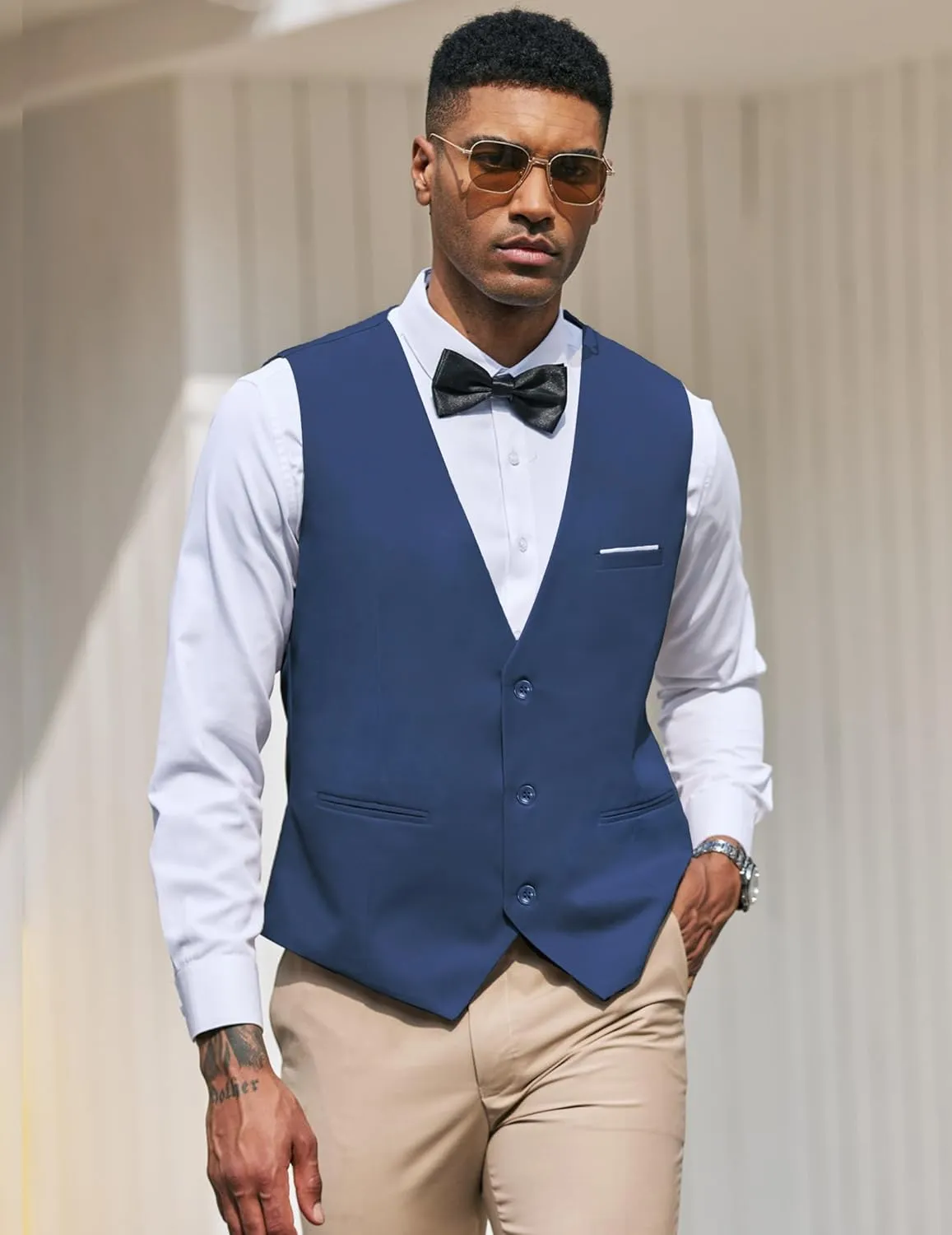 COOFANDY Men's Suit Vest Slim Fit Formal Dress Waistcoat Casual Business Vests for Suit or Tuxedo