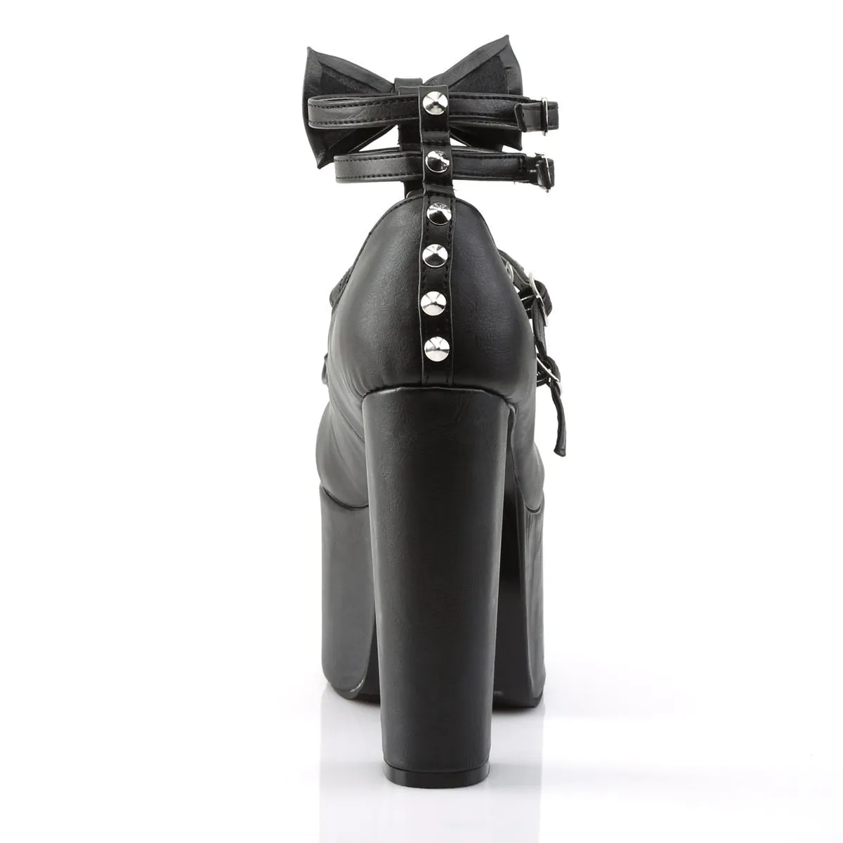 Demonia TORMENT-600 | Black Vegan Leather Platform Heels
