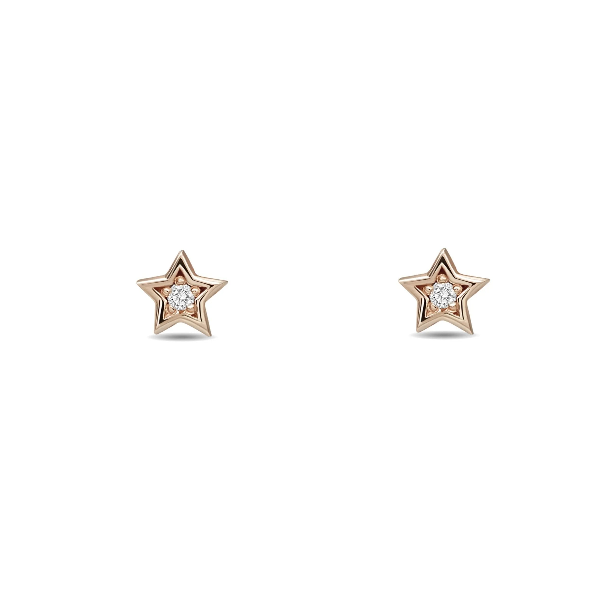 Diamond Star Stud Earrings - 14 karat gold diamond earring studs, diamonds 0.02ct