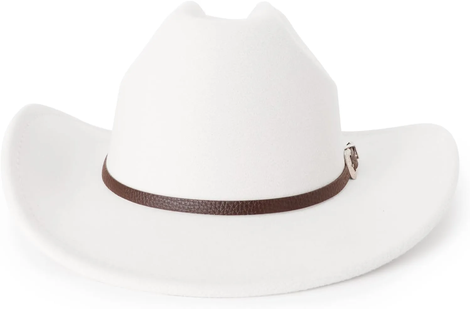DRESHOW Classic Western Felt Cowboy Cowgirl Hat for Women Men Outdoor Wide Brim Belt Buckle Panama Hat Unisex Rolled up Caps