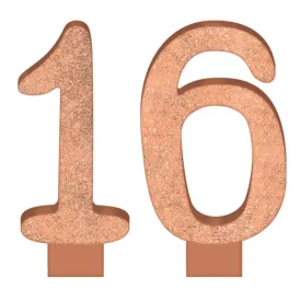 Elegant Sixteen Blush Numeral Glittered Candles 8cm 2pk