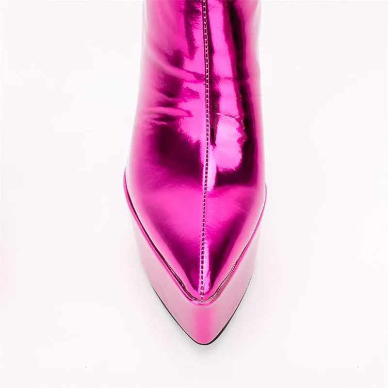 Harlow Stiletto Pink Metallic Boots