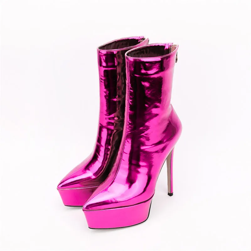 Harlow Stiletto Pink Metallic Boots
