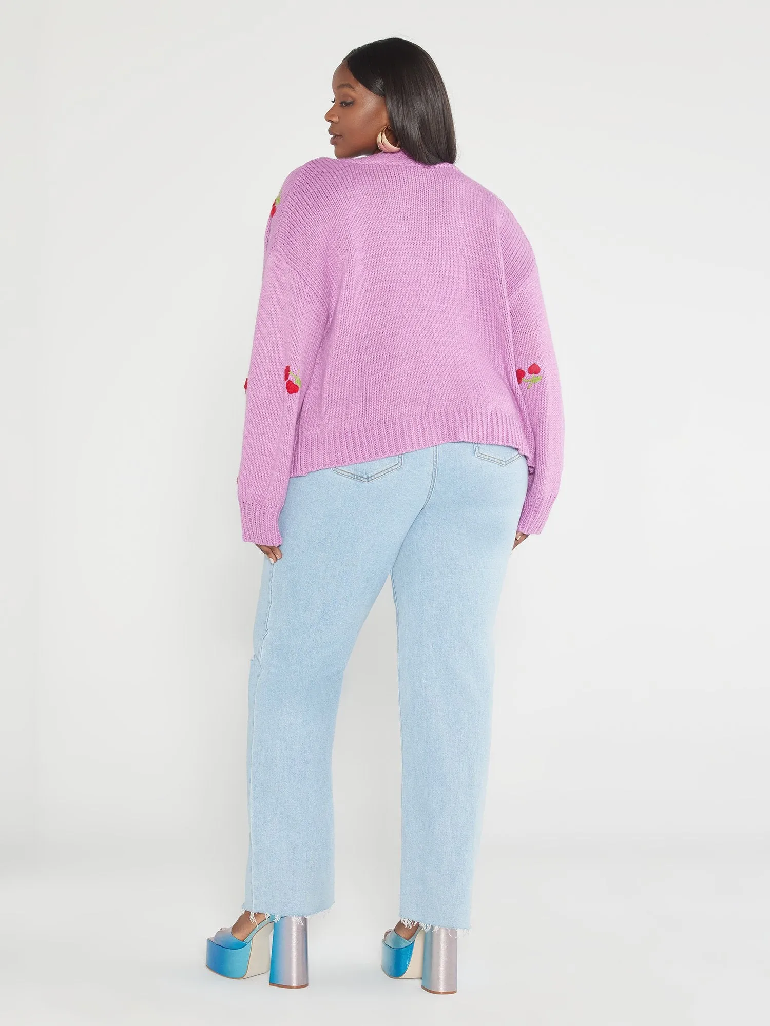 Heather Cherry Embroidered Cardigan
