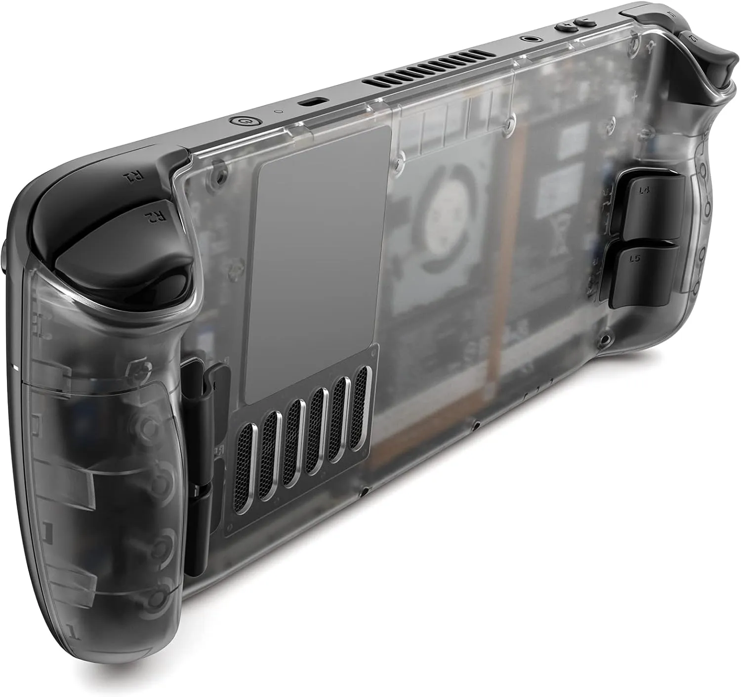 JSAUX Transparent Back Plate Compatible for Steam Deck, DIY Clear Edition Replacement Shell Case Compatible with Steam Deck, Buttons with Three Different Heights and Feel - PC0106 [Crystal]
