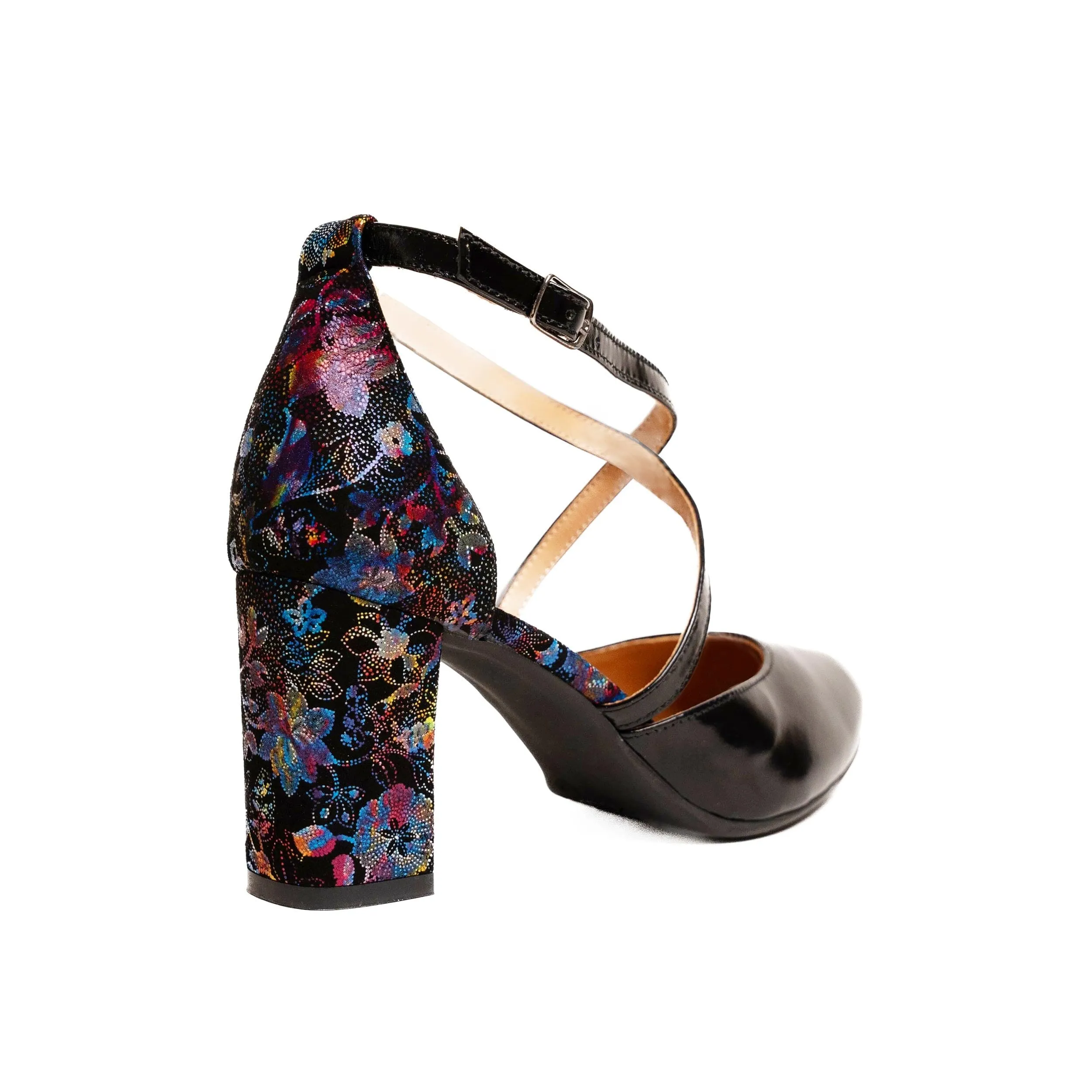 Kylie - Black Flower (Leather Toe)