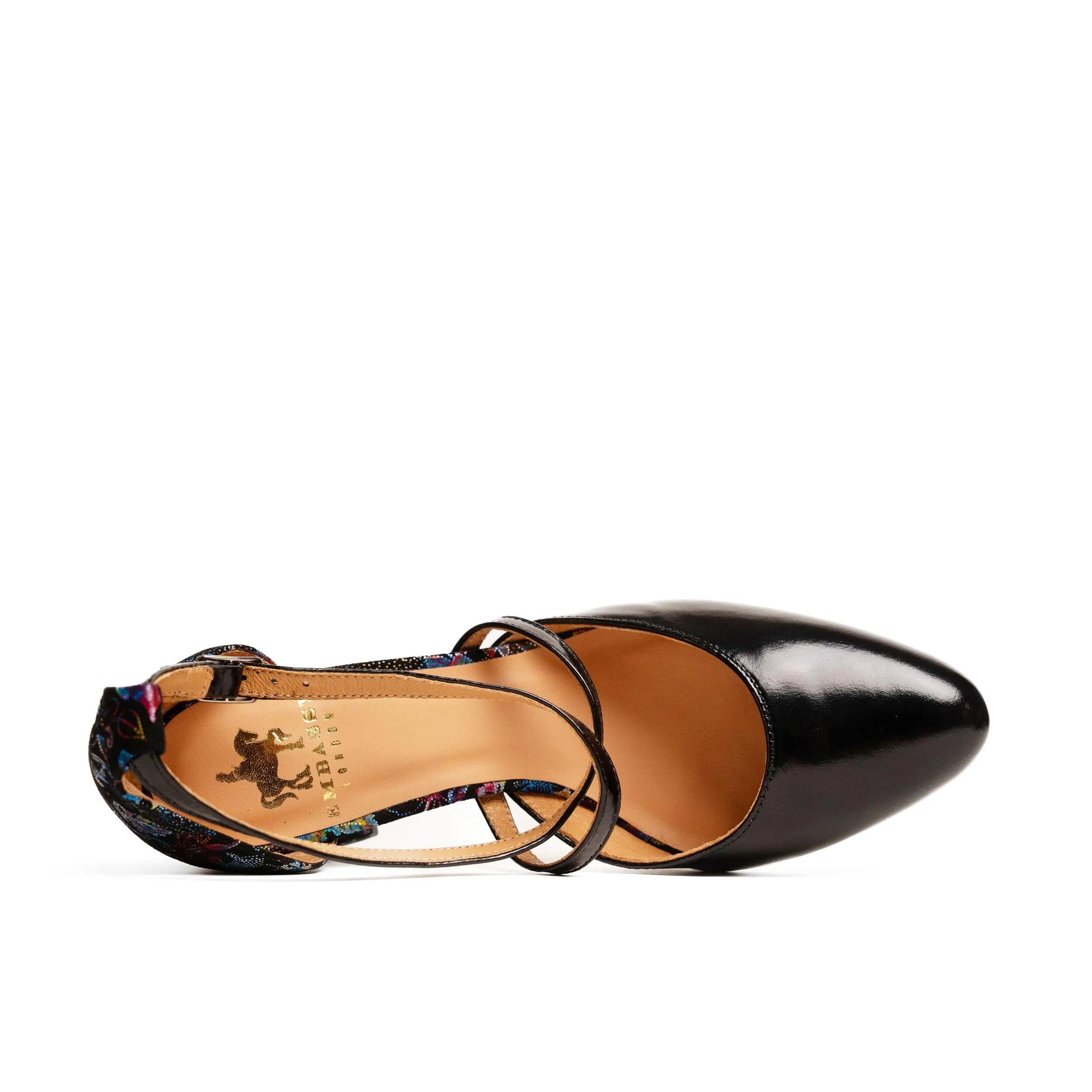 Kylie - Black Flower (Leather Toe)