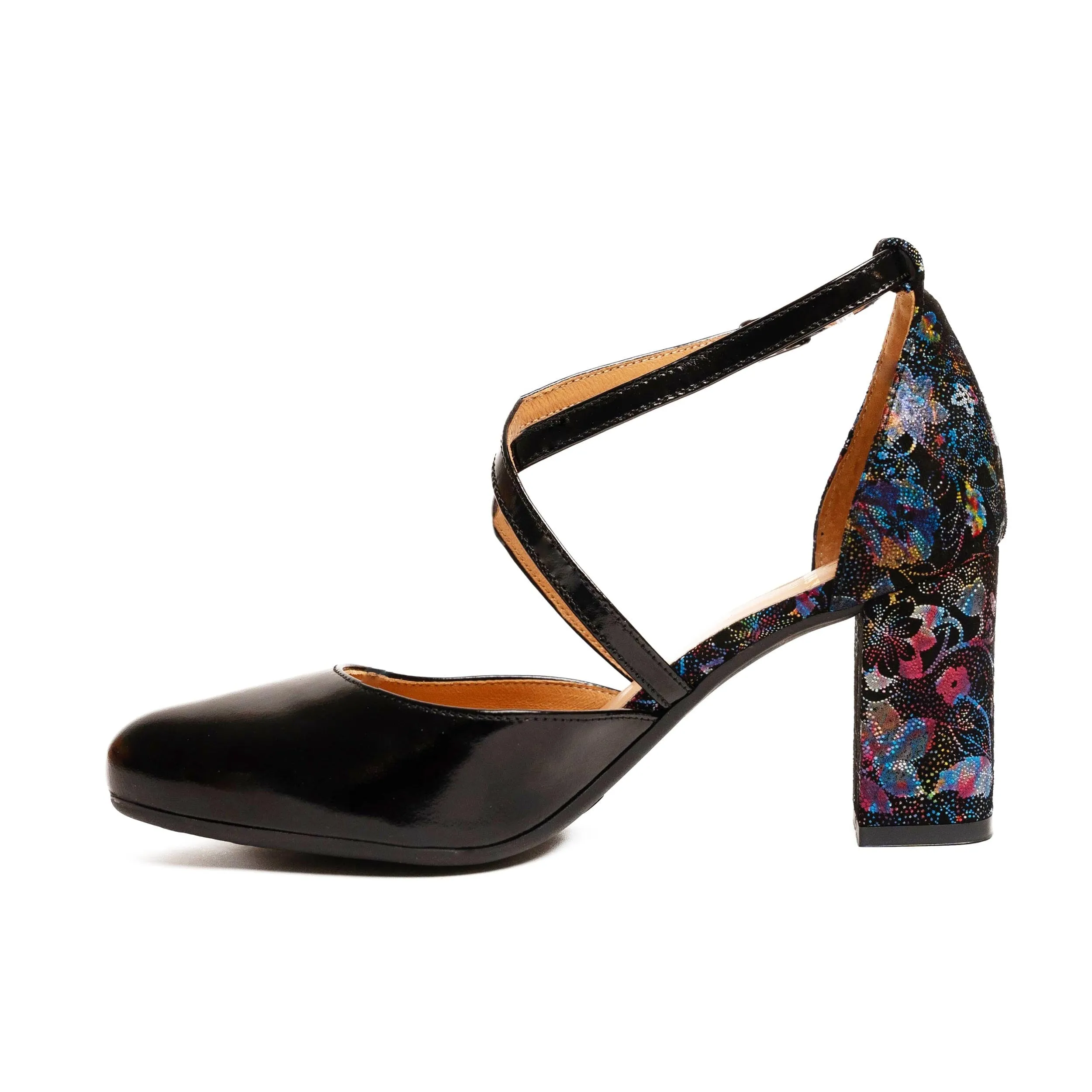 Kylie - Black Flower (Leather Toe)